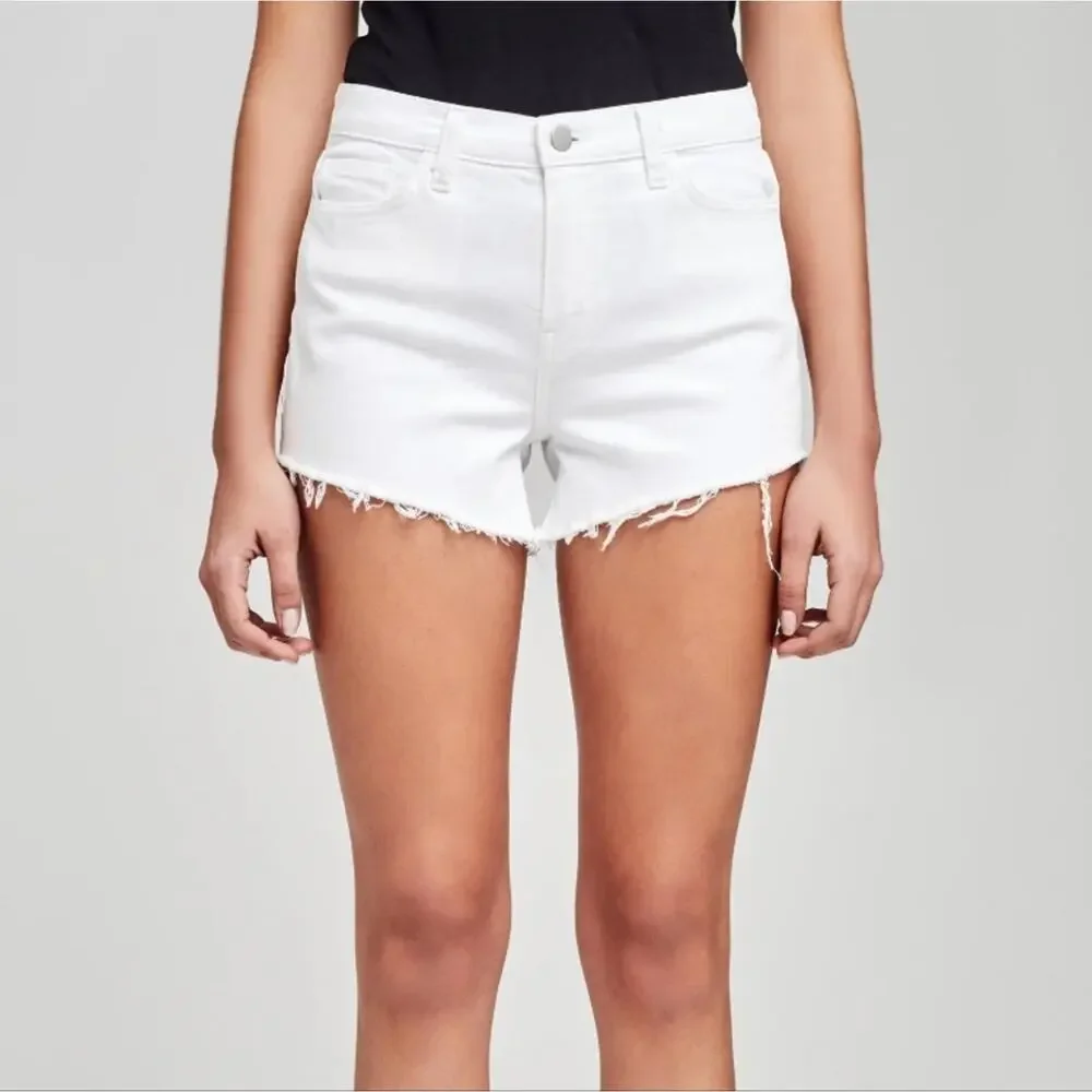 NWT L'AGENCE Ryland White High Rise Frayed Hem Denim Shorts Women's 2 - Picture 8 of 13